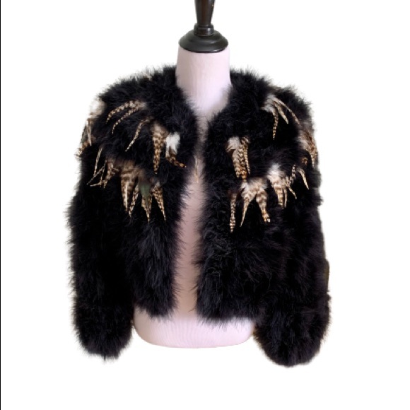 Vintage Jackets & Blazers - Vintage Full Feather Balero Jacket Teddy Bear Fur